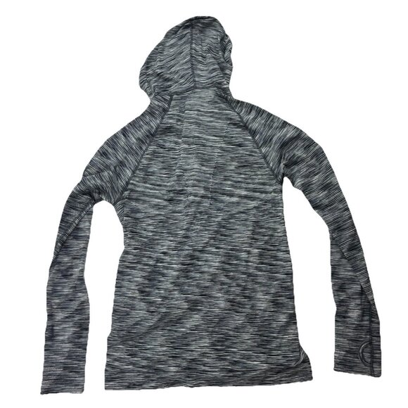 Athleta Womens XL Black White Gray Stripe Yoga Full Zip Fitted Hoodie Jacket - Picture 2 of 6